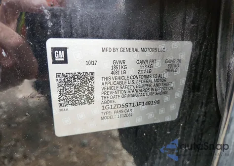 2018 Chevrolet Malibu Lt из США, поврежденный, VIN 1G1ZD5ST1JF149198